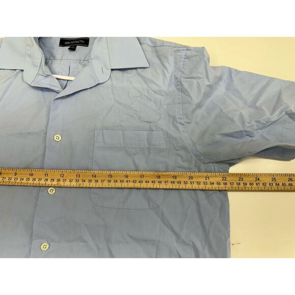 Architect Mens Shirt Size Medium 15-15 1/2 Blue Short Sleeve Button Up Collared - Picture 10 of 13